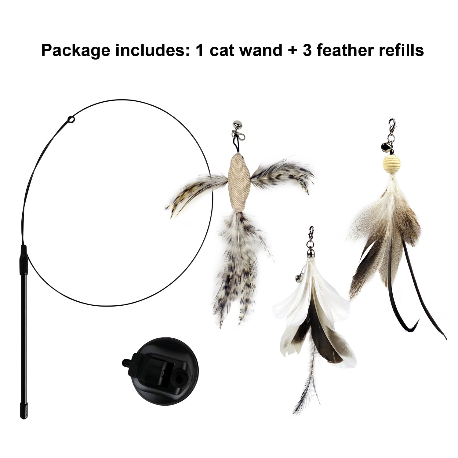 Ttcat Cat Wand Toys With Suction Cup, Interactive Bird Simulation Cat Toy Set,Cat Teaser Cat Toys,Flexible Steel Wire And 3Pcs R